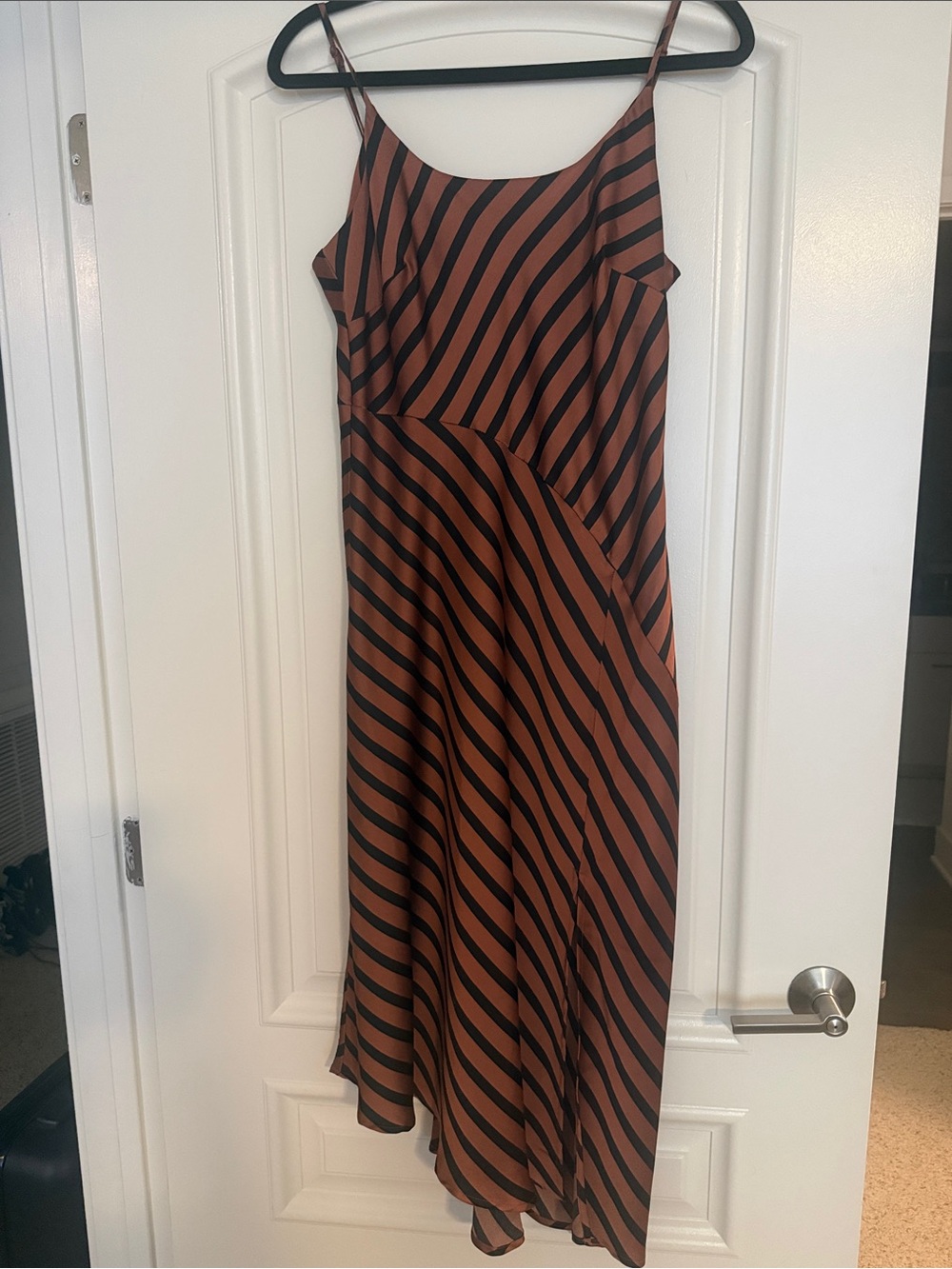 a new day Rust Brown and Black Striped Midi Slip Dress